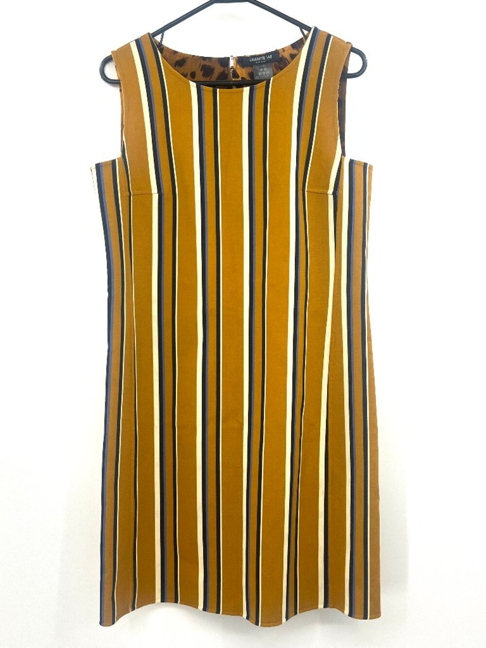 Lafayette 148 Reversible Striped Animal Print Wool Blend Shift Dress Medium